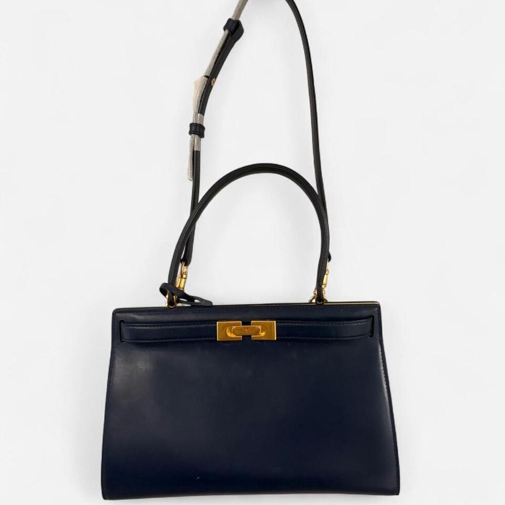 Tory burch navy leather structured